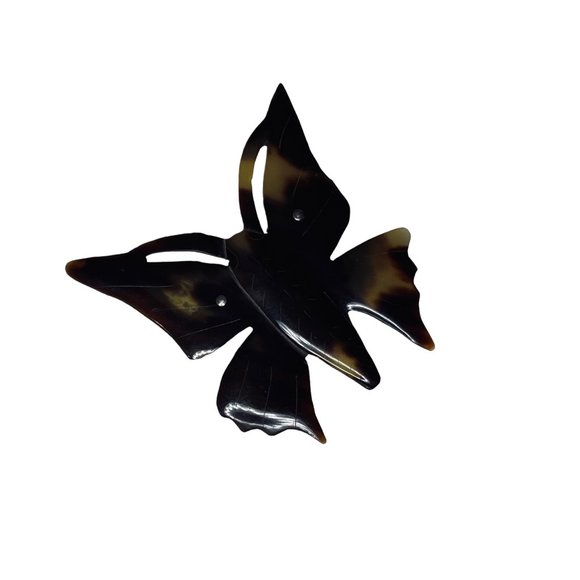 Unbranded Jewelry - Vintage Thick Plastic Tortoise Shell Butterfly Brooch (5151)
